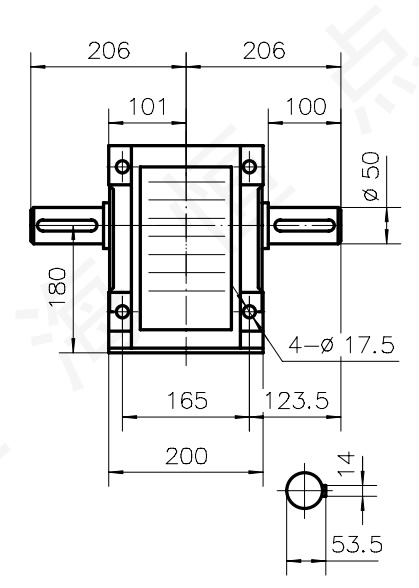 K系列減速機[K77-Y2.2KW-NA24-AB]外型尺寸圖 雙出軸