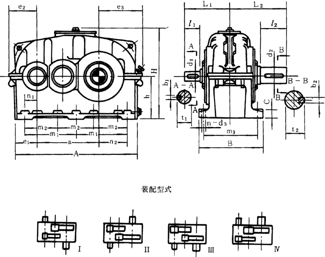 圓柱齒輪減速器型式與尺寸