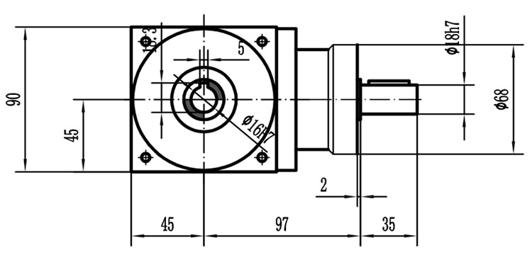 HDA09系列換向器：HDA09-2：1-E外形安裝尺寸圖2