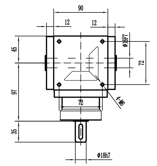 HDA09系列換向器：HDA09-2：1-E外形安裝尺寸圖3
